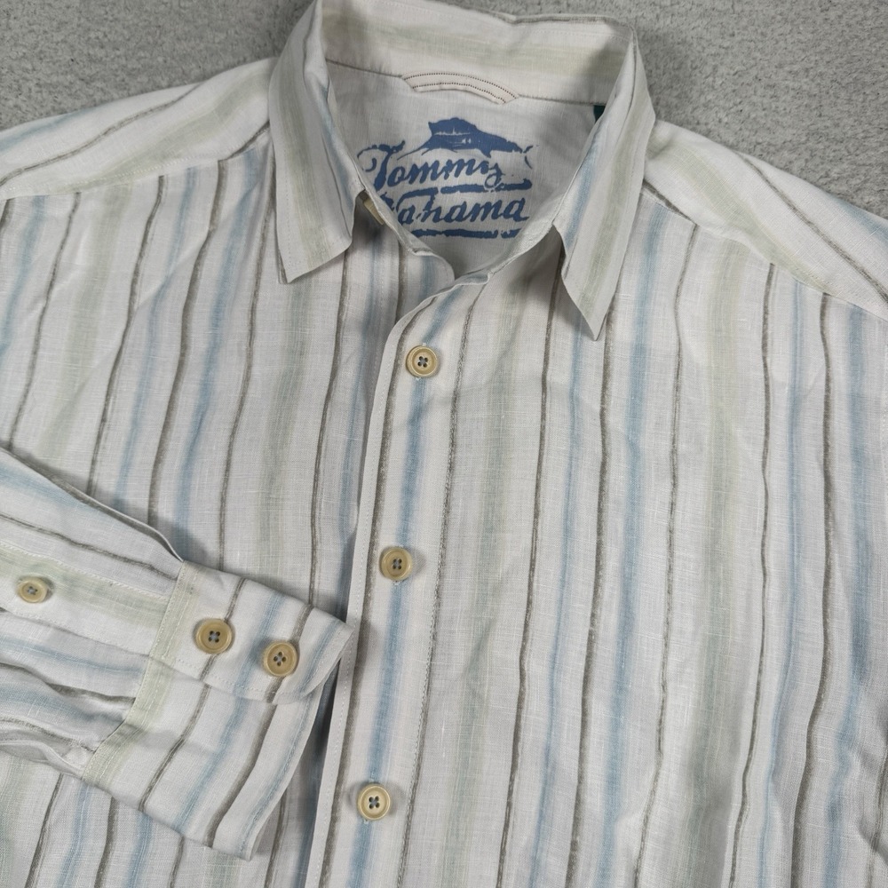 Tommy Bahama Relax Shirt Men Small Button Up Long Sleeve 100% Linen Beach Cruise